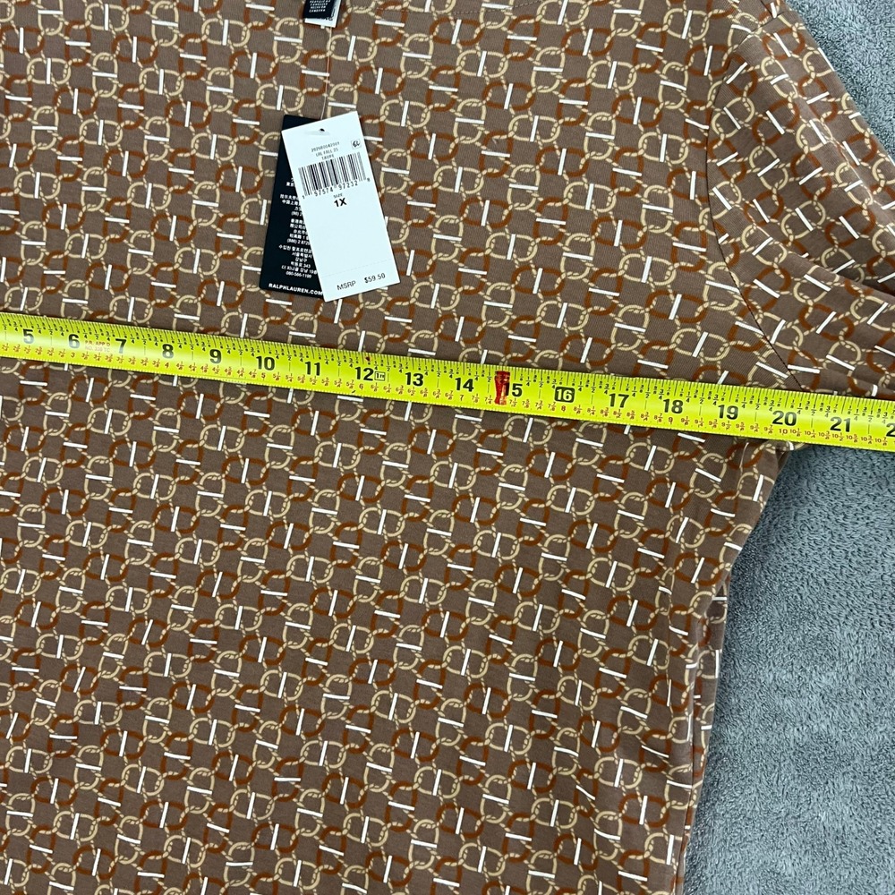 Ralph Lauren Black Label Geo-Print Stretch Cotton Boatneck Tee‎ Womens 1X NWT - Picture 11 of 12